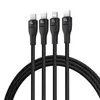 Kabel 3w1 Baseus Flash Series 3 100W USB-C - USB-C+USB-C+Lightning 1,5m + 3 x 0,25 m - czarny